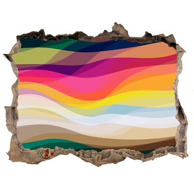 Autocollant à effet 3d trou Vagues colorées sur fond de béton