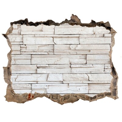 Autocollant à effet 3d trou Un mur endommagé avec une finition en pierre