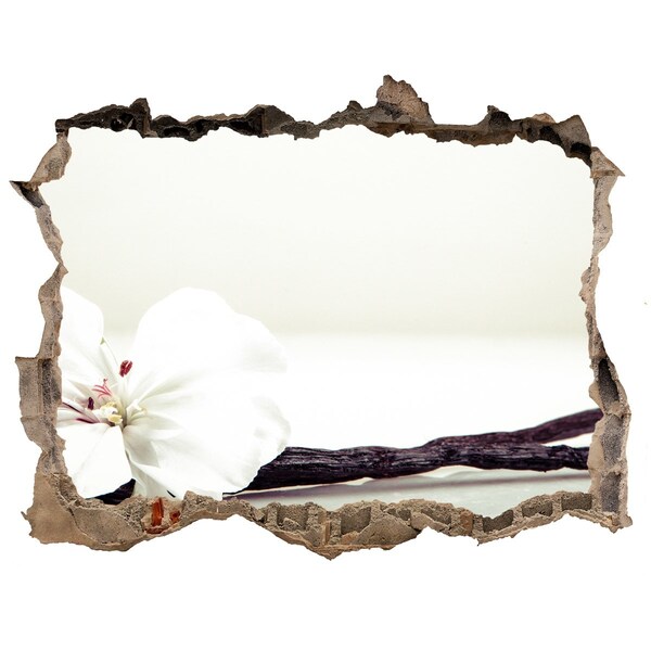 Autocollant à effet 3d trou Vue florale à travers le mur