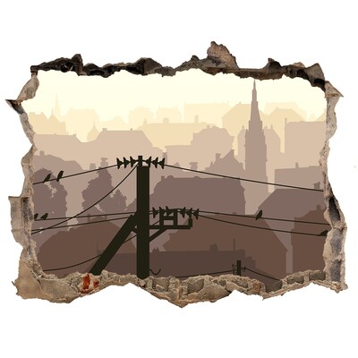 Sticker trou dans le mur Vue de la ville à travers un trou dans le mur