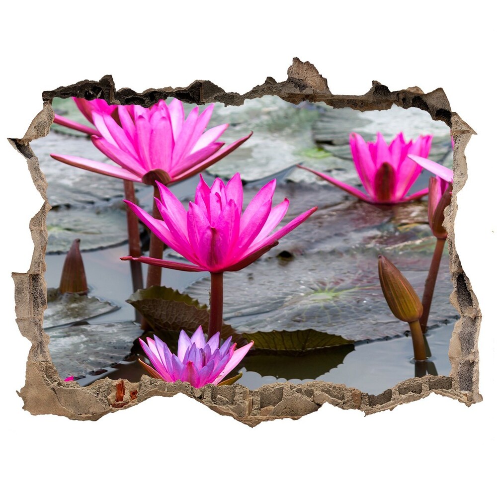 Sticker mural effet trou Fleur de lotus pierre