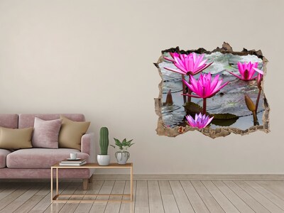 Sticker mural effet trou Fleur de lotus pierre