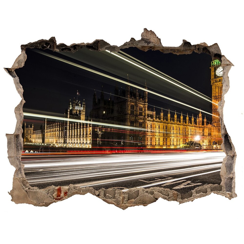 Sticker mural effet trou Big Ben London pierre