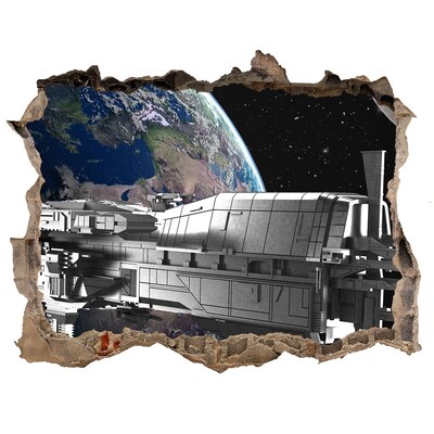 Sticker mural effet trou Un vaisseau spatial dans le ciel