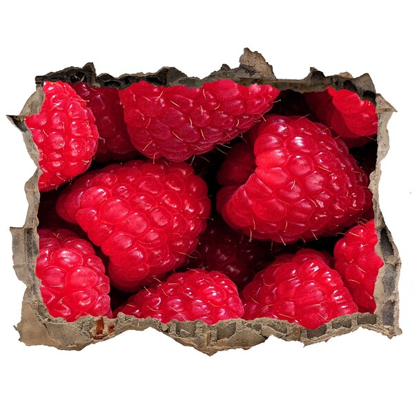 Sticker trou dans le mur Framboises dans du béton