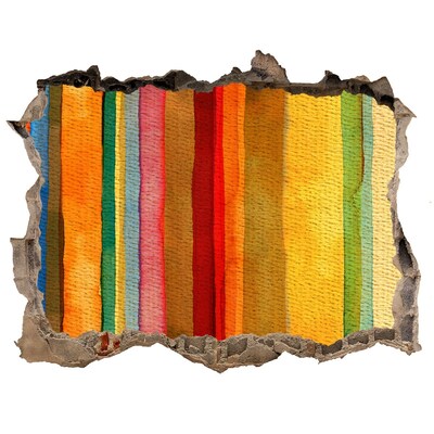 Autocollant à effet 3d trou Des rayures colorées sur un mur endommagé