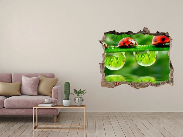 Autocollant à effet 3d trou Une goutte de nature avec une coccinelle