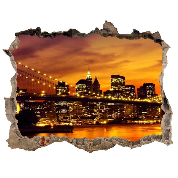 Sticker trou dans le mur La silhouette de New York au coucher du soleil