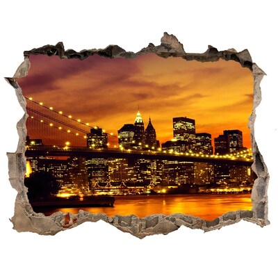 Sticker trou dans le mur La silhouette de New York au coucher du soleil