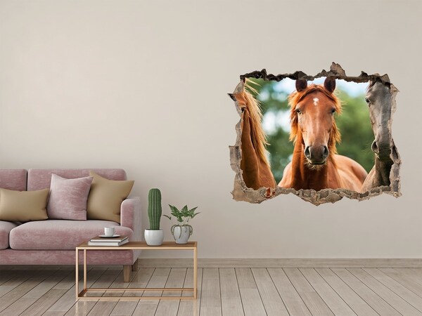 Sticker mural effet trou Les chevaux dans leur habitat naturel