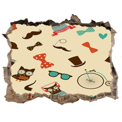 Sticker mural effet trou Motifs et accessoires élégants