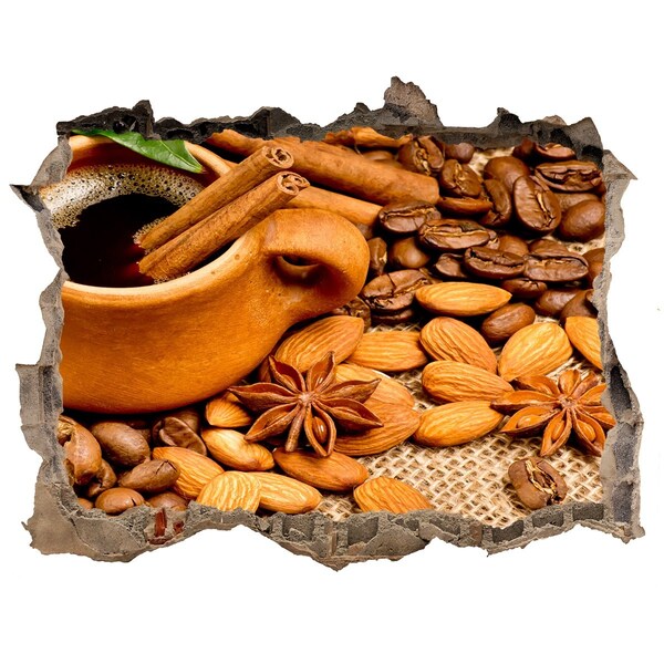 Sticker mural effet trou Un festin de café dans un petit café sans prétention.