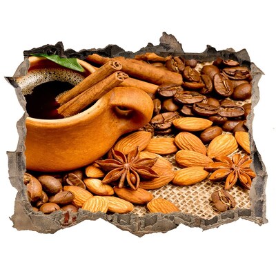 Sticker mural effet trou Un festin de café dans un petit café sans prétention.