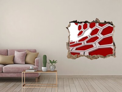 Autocollant mural trou Hexagones rouges abstraits pierre