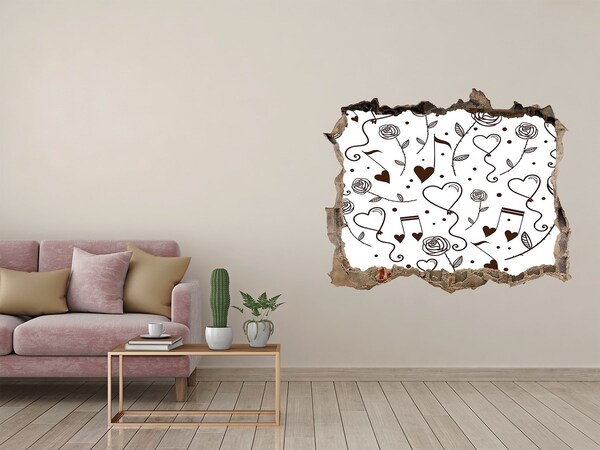 Autocollant à effet 3d trou Cœurs et roses musicaux