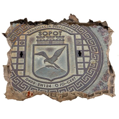 Sticker trou dans le mur Sopot – Couvercle d'égout municipal