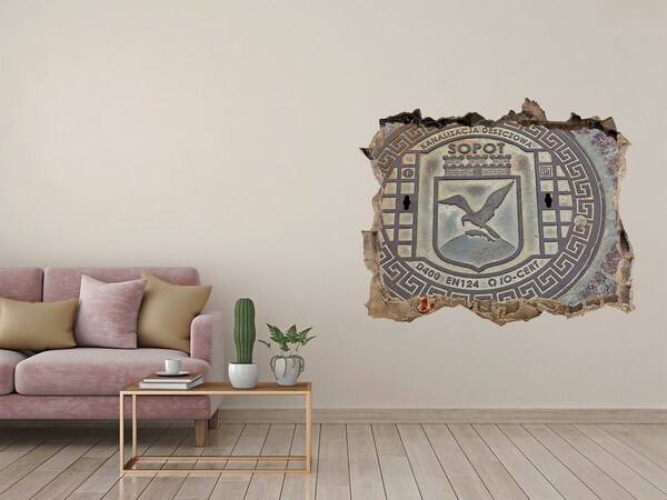 Sticker trou dans le mur Sopot – Couvercle d'égout municipal