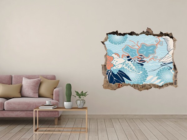 Sticker mural effet trou Le monde sous-marin des coraux