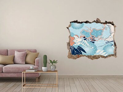 Sticker mural effet trou Le monde sous-marin des coraux