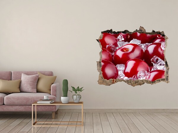 Sticker trou dans le mur Cerises juteuses sur glace