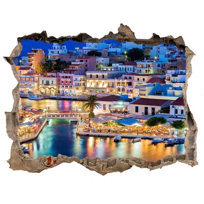 Autocollant à effet 3d trou Une ville balnéaire pittoresque