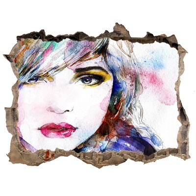 Sticker mural effet trou Portrait dans un mur brisé