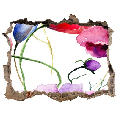 Sticker trou dans le mur Paysage fleuri à travers un trou dans le mur