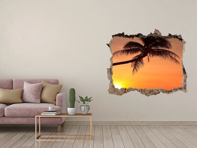 Sticker mural effet trou Coucher de soleil sur une plage tropicale