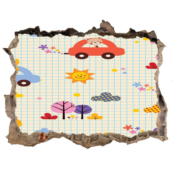 Sticker mural effet trou Un monde d'enfants plein de joie