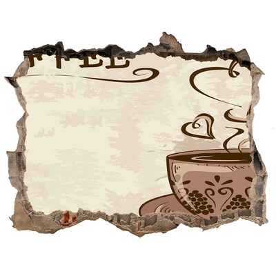 Autocollant mural trou Une charmante tasse de café fumant