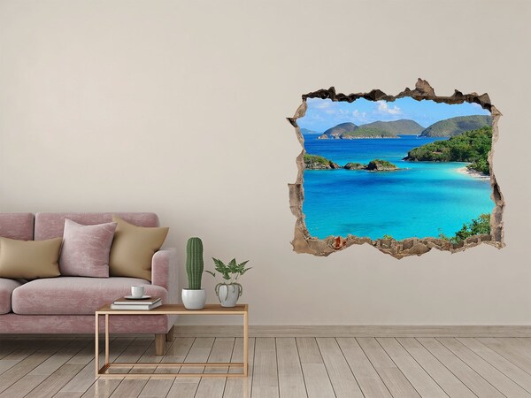 Sticker mural effet trou Baie tropicale aux eaux turquoise