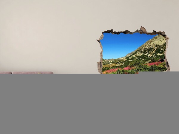 Autocollant à effet 3d trou Paysage de montagne dans un trou dans le mur