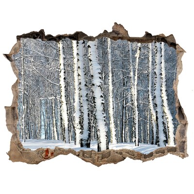Sticker trou dans le mur Forêt d'hiver en blanc