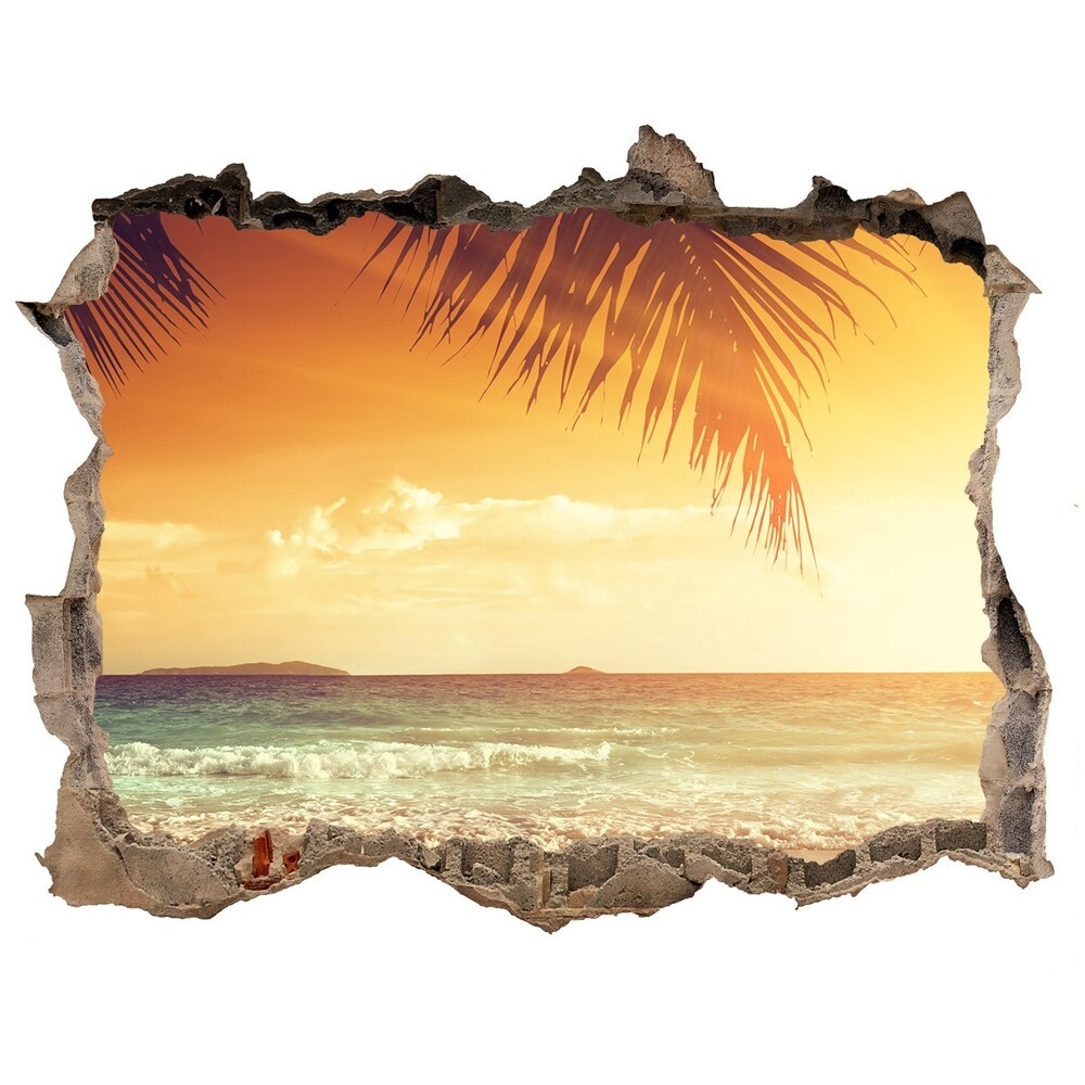 Sticker mural effet trou Plage tropicale sable pierre