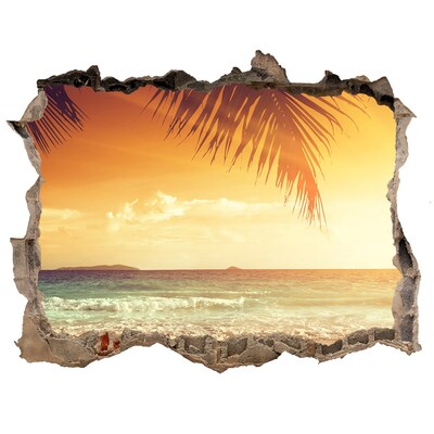 Sticker mural effet trou Plage tropicale au coucher du soleil