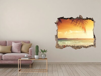 Sticker mural effet trou Plage tropicale sable pierre