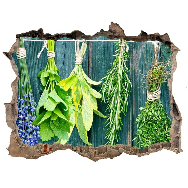 Autocollant à effet 3d trou Un jardin d'herbes aromatiques dans la cuisine