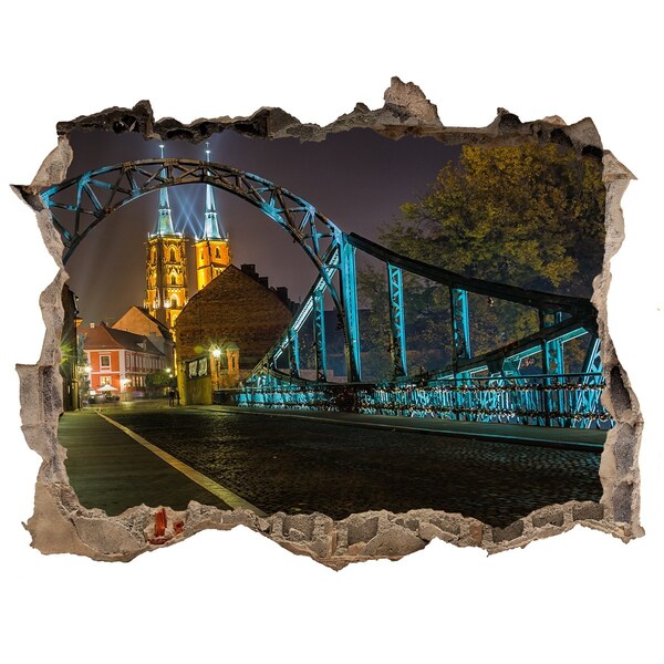 Sticker mural effet trou Le pont dans le paysage nocturne
