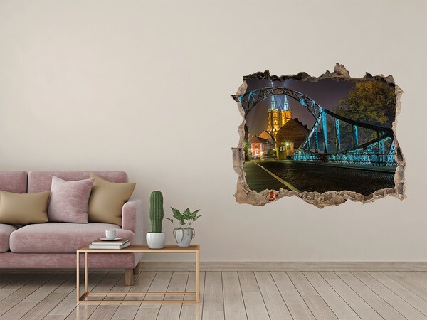 Sticker mural effet trou Le pont dans le paysage nocturne