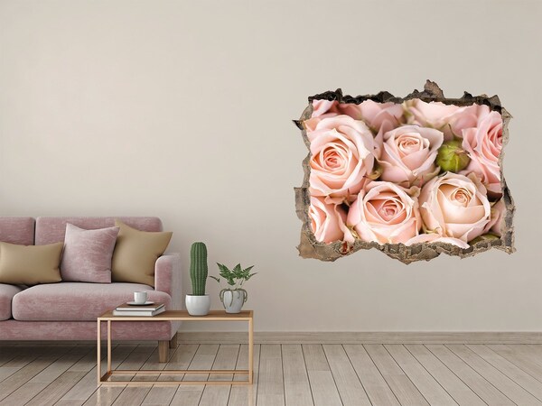 Sticker mural effet trou Des roses dans un trou dans le mur