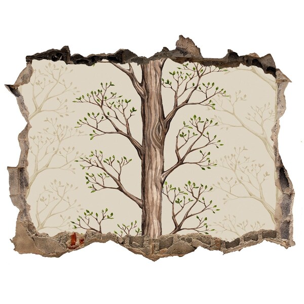 Sticker mural effet trou Mur en ruine avec un arbre