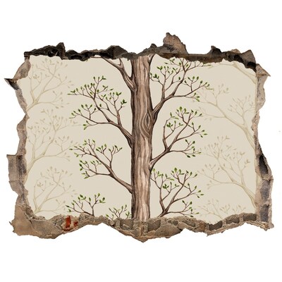 Sticker mural effet trou Mur en ruine avec un arbre