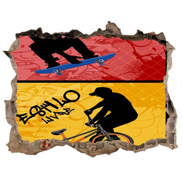 Autocollant mural trou Le skateboard en action