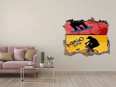 Autocollant mural trou Le skateboard en action