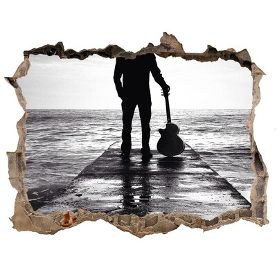 Autocollant à effet 3d trou Musicien sur la jetée