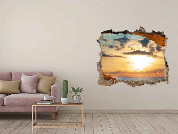 Sticker mural effet trou Coucher de soleil sur la mer