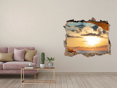 Sticker mural effet trou Coucher de soleil sur la mer