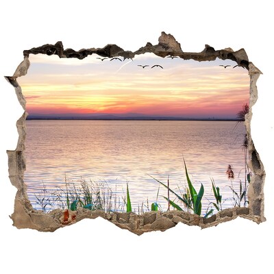 Sticker trou dans le mur Coucher de soleil sur le lac