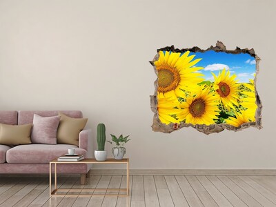 Sticker mural effet trou Tournesols pierre