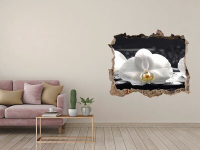 Autocollant mural trou Fleur d'orchidée sur l'eau